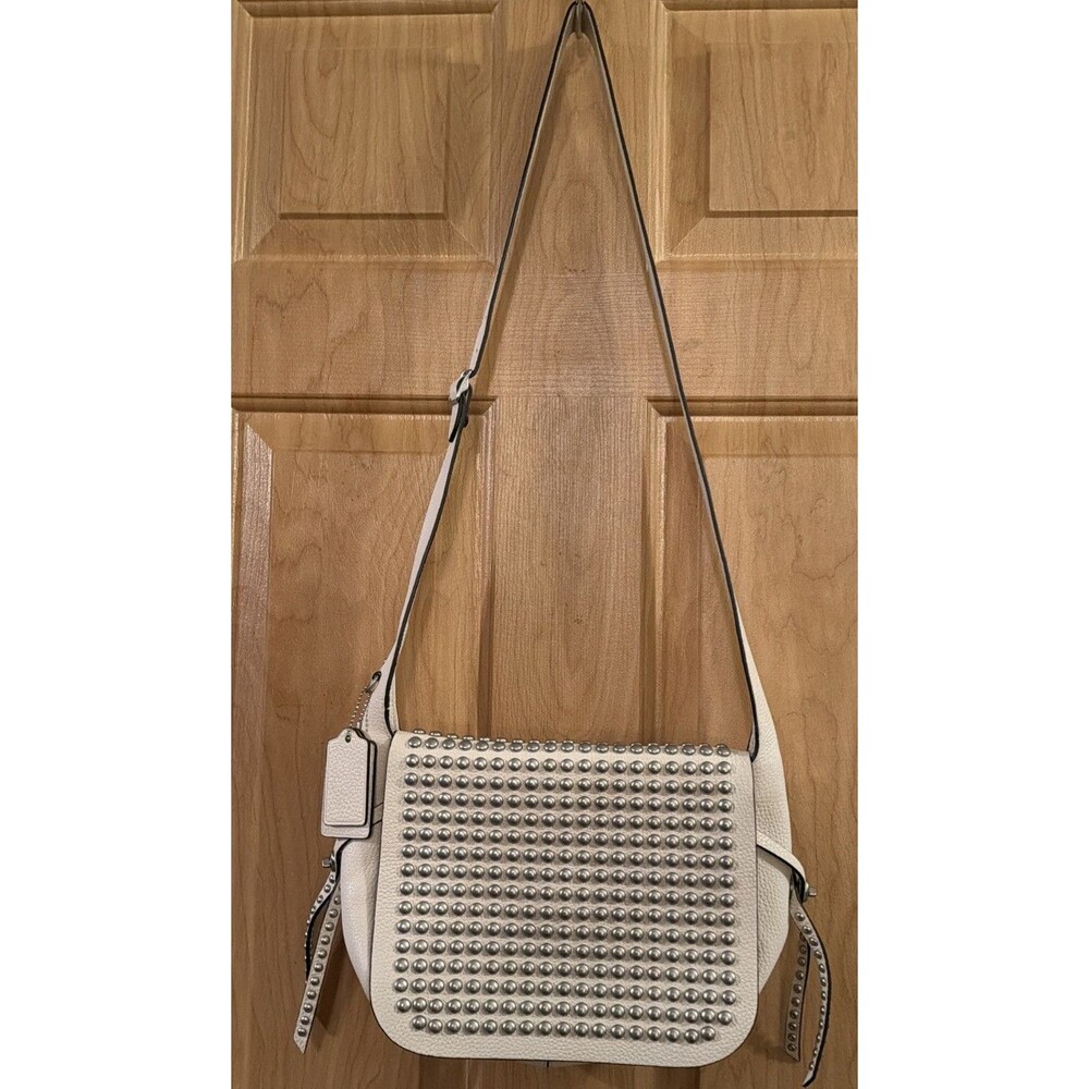 Coach 35764 Rivets Flap Dakotah Crossbody Cream Leather w/Silver Hardware.  EUC!